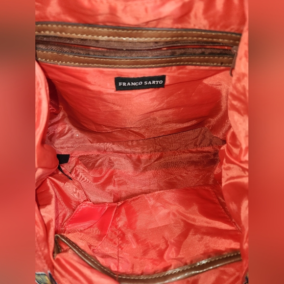 Franco Sarto Orange Butterfly Nylon Crossbody Shoulder Messenger Bag 14"X10"X6" - Picture 7 of 10